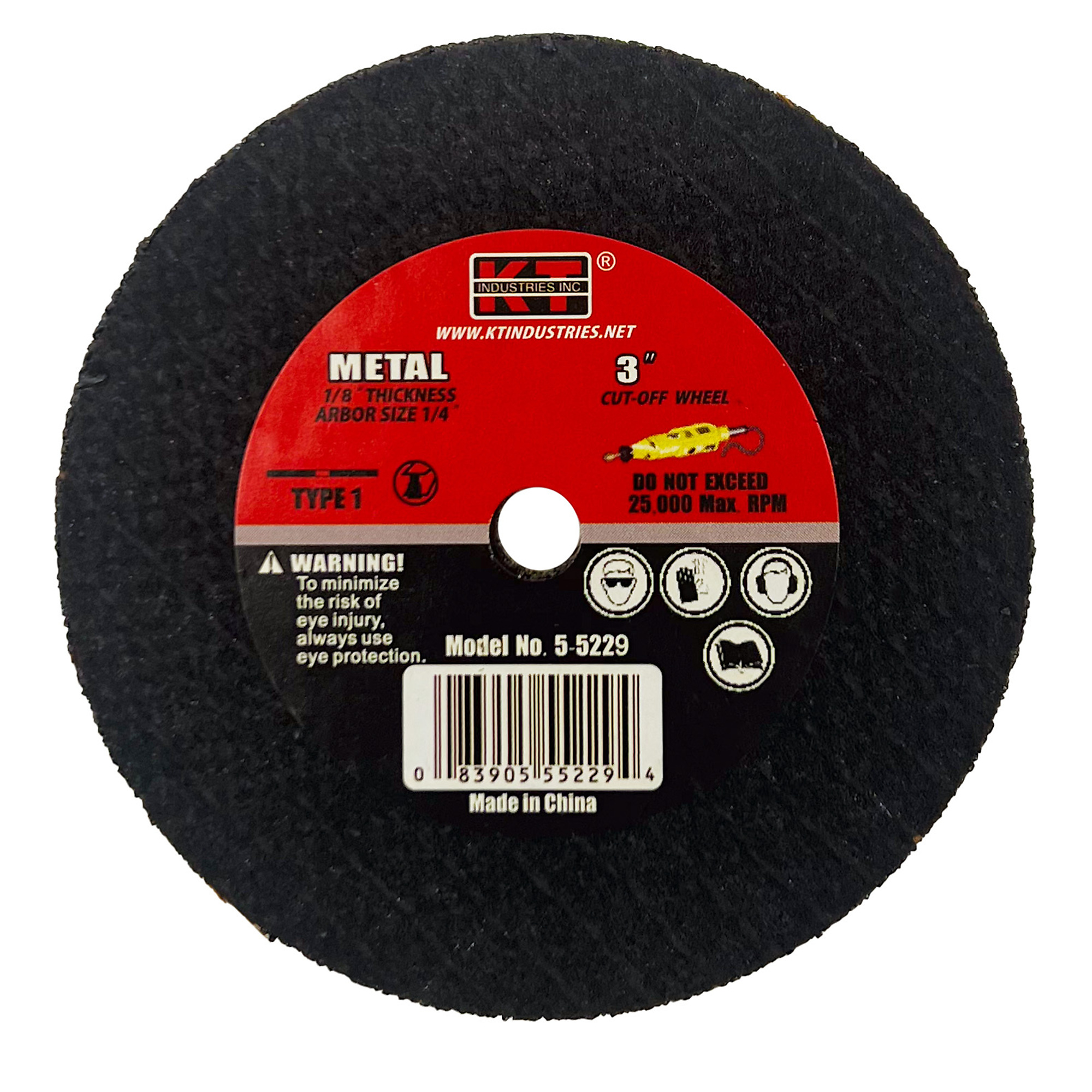 K-T Industries Cutting Wheel — 3in. x 1/8in. x 1/4in., Reinforced, Pack of 10, Model# 5-5229